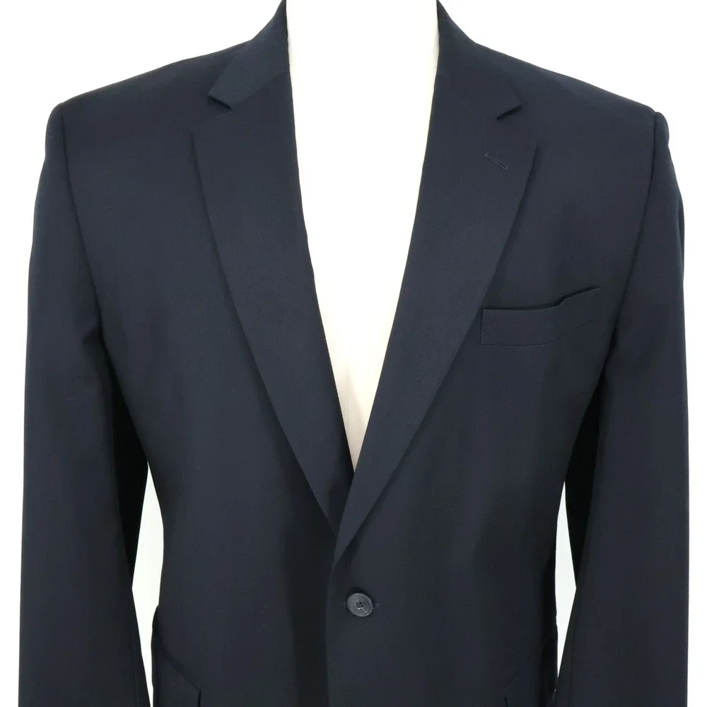 Jos A Bank Sport Coat Mens 46L Navy Blue Wool Jacket Lined Blazer Travelers Coll
